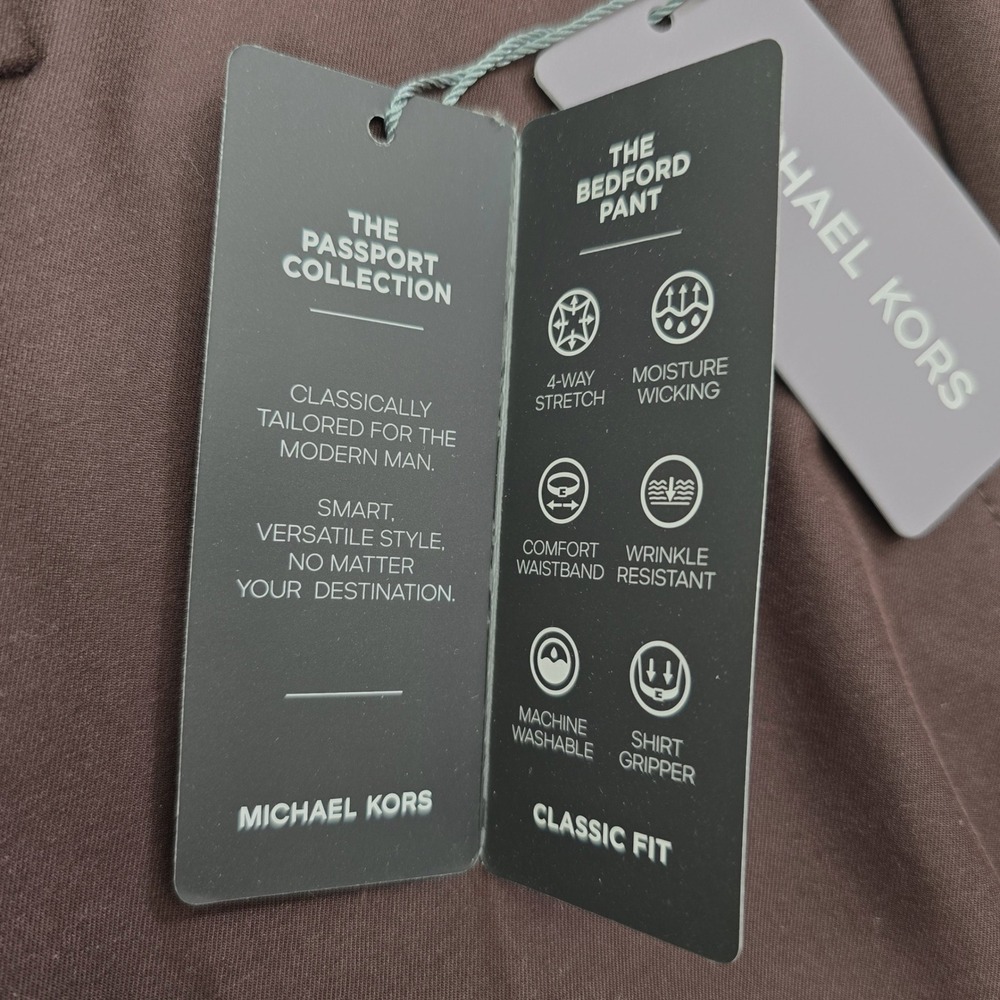 Michael Kors The Bedford Pant Classic Fit Wrinkle Resistant Stretch Men 34W X32L - Picture 5 of 9
